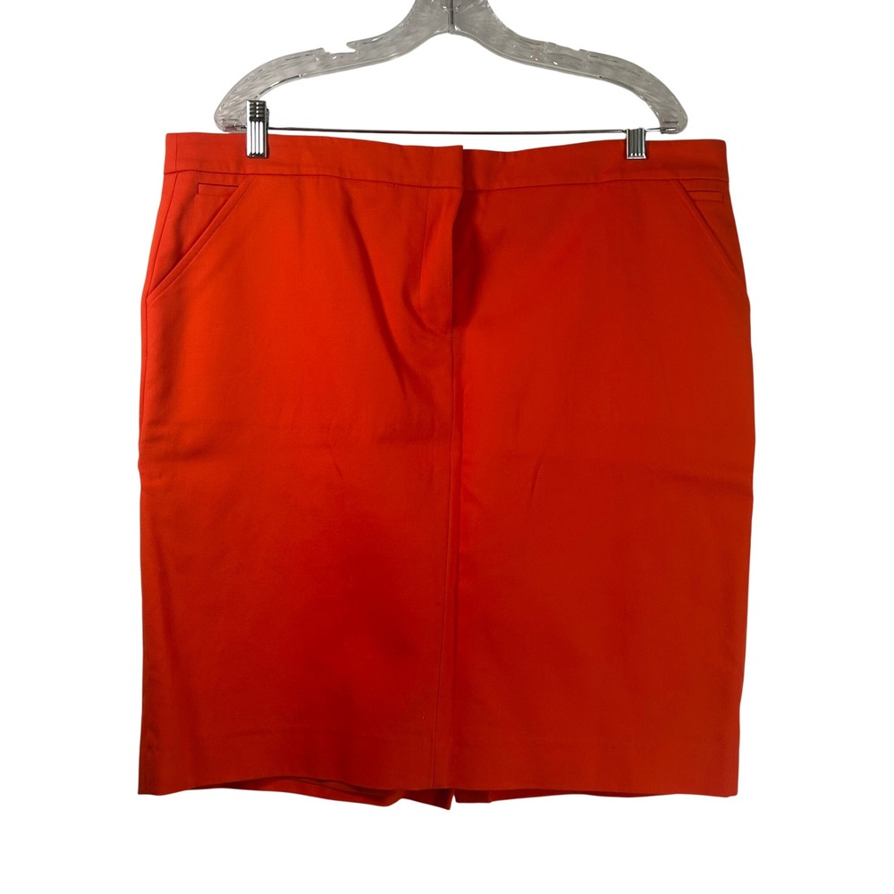 Anne Klein Womens Orange Cotton Blend Pencil Skirt Size 16 Business Casual